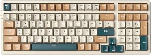 Qisan Teclado mecánico inalámbricocon cable, triple modo 2.4GUSB-CBT teclado inalámbrico para juegos, 100 teclas (98%) diseño de EE. UU.,