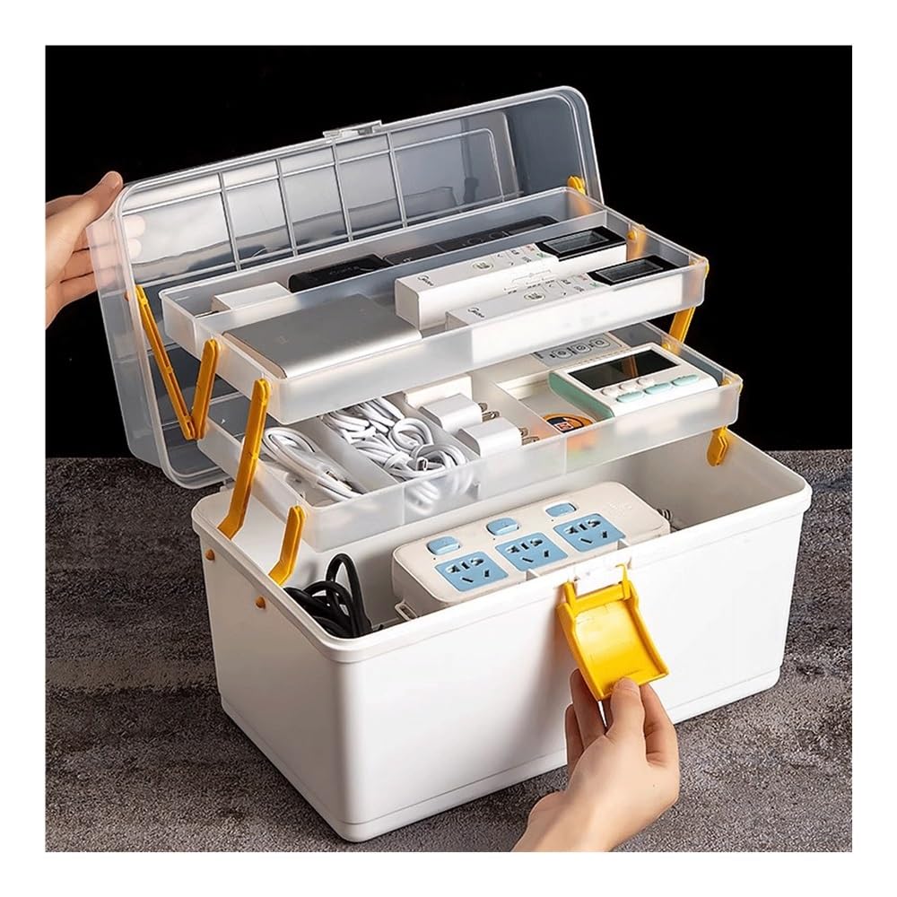 Caja de herramientas de gran capacidad, caja de herramientas de hardware multifuncional, caja de almacenamiento doméstica plegable, caja de almacenamiento de plástico, caja de almacenamiento transpare