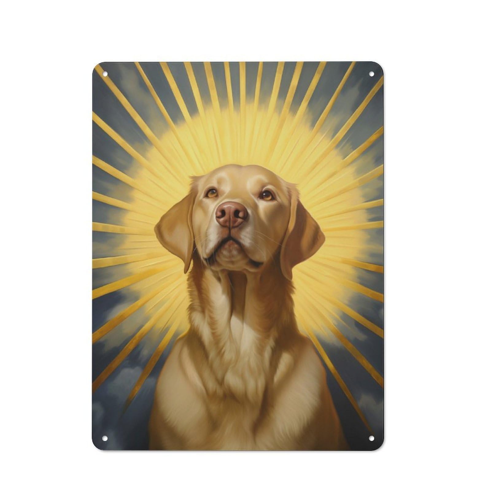 Junmoney Labrador Retriever In Halo For Lounge Or Reading Corner, Retro Metal Plaque 40X30cm, For Vintage Wall Decor Fans, For Metal Sign Collectors