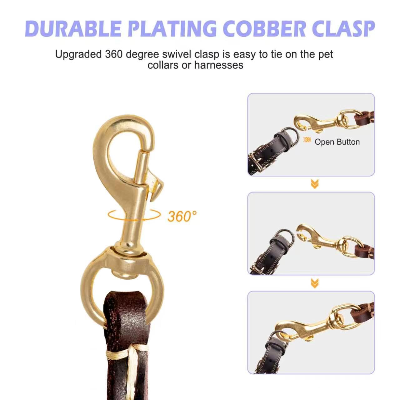 HiCaptain - Guinzaglio per cani in pelle sottile e gatti di piccola taglia fino a 15 – 30 libbre, Guinzaglio cane da 1/3 inch Wide, 6 Feet