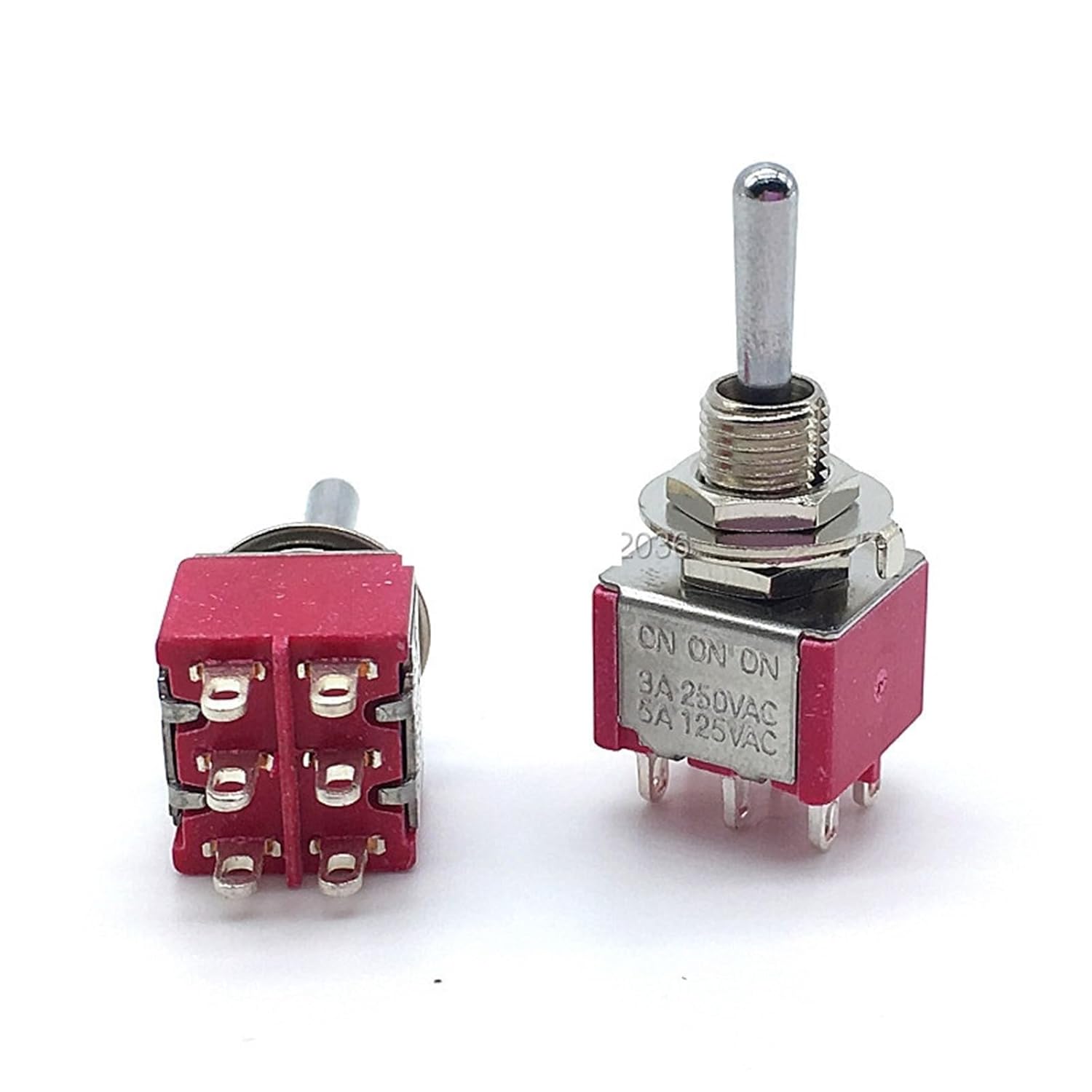 2pcs T812 Locking Toggle Switch T80-T ON ON ON 3A/250V 5A/125V 6mm 6PIN SP3T 3 Way Switches
