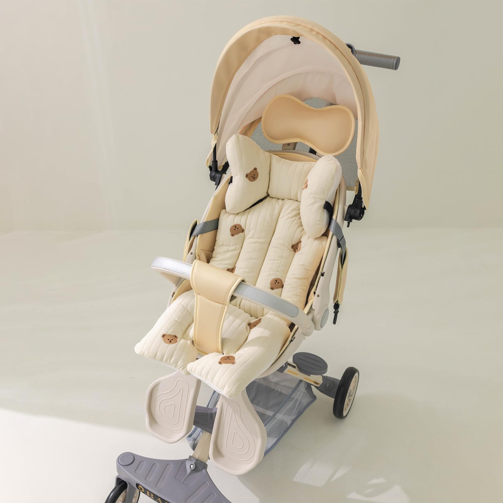 SONARIN Soft Baby Stroller Seat Liner,Thick Cotton Pushchair Seat Liner Baby Stroller Cushion Seat Pad Universal for Pushchair Pram Stroller Buggy Car Seat(Bear)