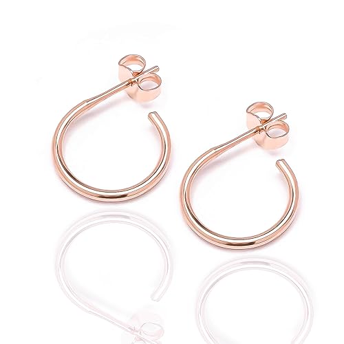 Miniatura 10 de Sterling Silver Hoop Earrings, 925 Sterling Silver, 12mm, 16ga, Hoop Earrings for Women, Silver Hoops Hypoallergenic, Post Huggie Hoop Earrings,