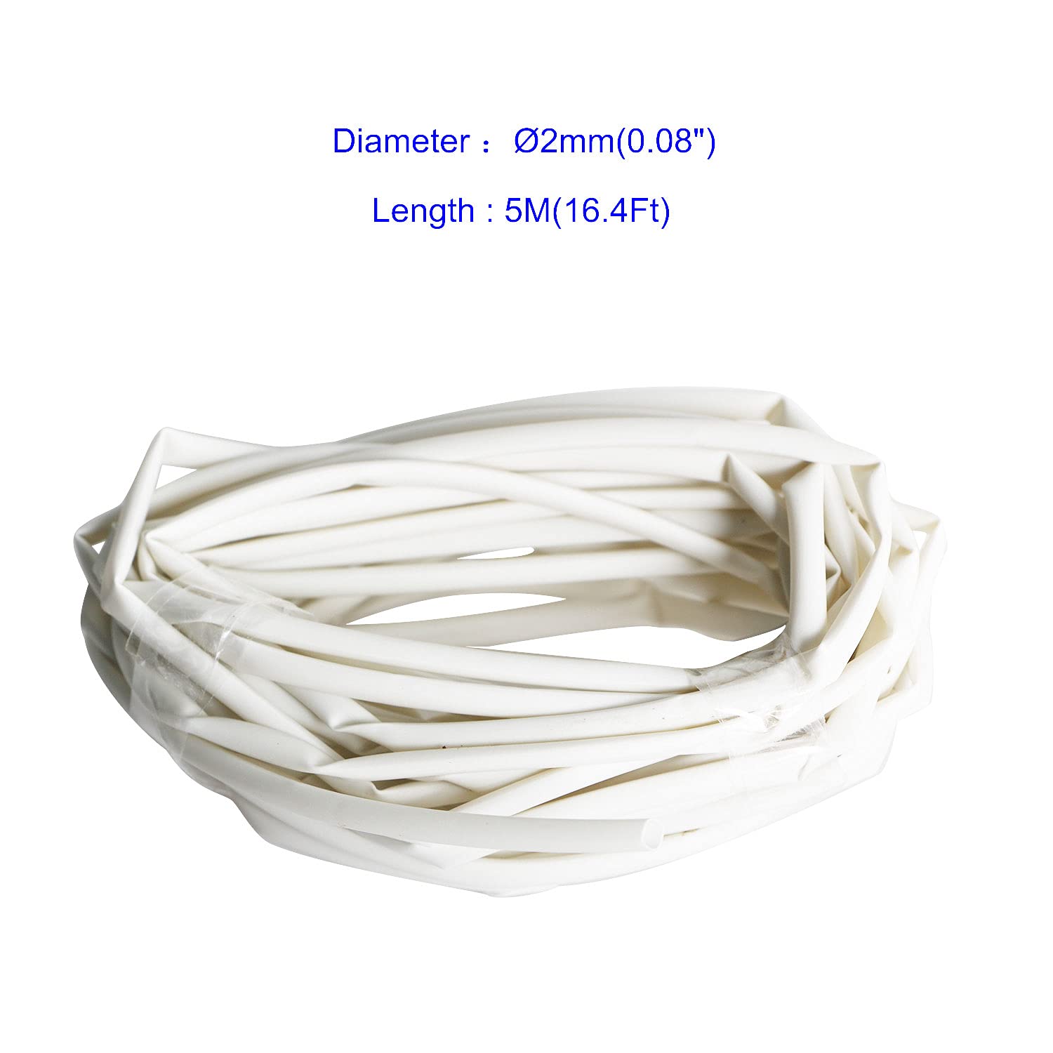 Gaine Thermorétractable WOER 2mm Blanche - 5 Mètres, Neuve