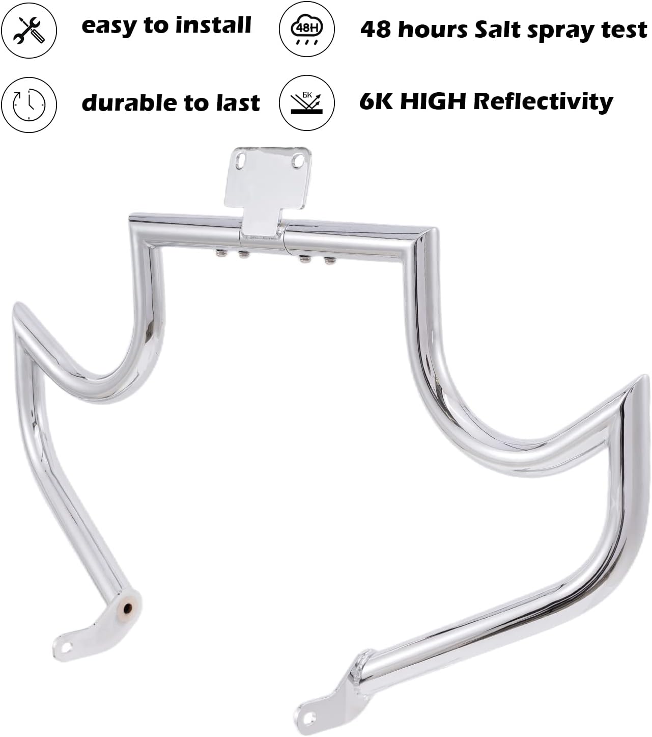 Kinglemc Crash Bar Engine Guard Highway Freeway Bar for Yamaha VStar dragstar 400 650 (Mustache Silver)