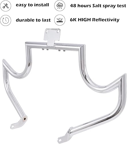 Miniatura 2 de Kinglemc Barra de Choque Protector de Motor para Carretera Yamaha VStar dragstar 400 650 (Bigote Plateado)