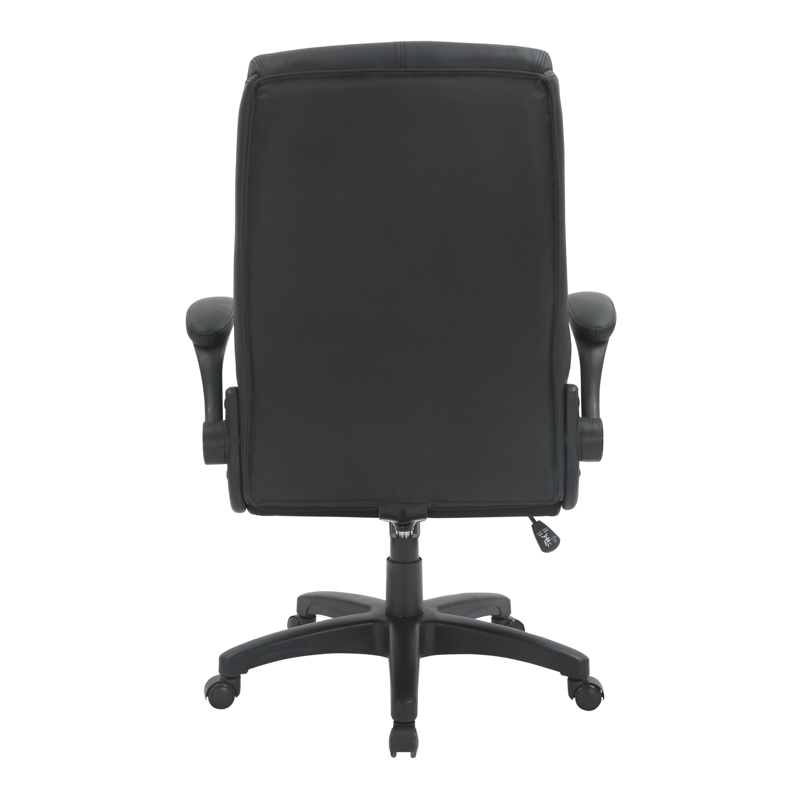 Silla de oficina ejecutiva de cuero con reposabrazos acolchados abatibles y altura ajustable con control de inclinación, silla de escritorio de poliuretano, color negro 7