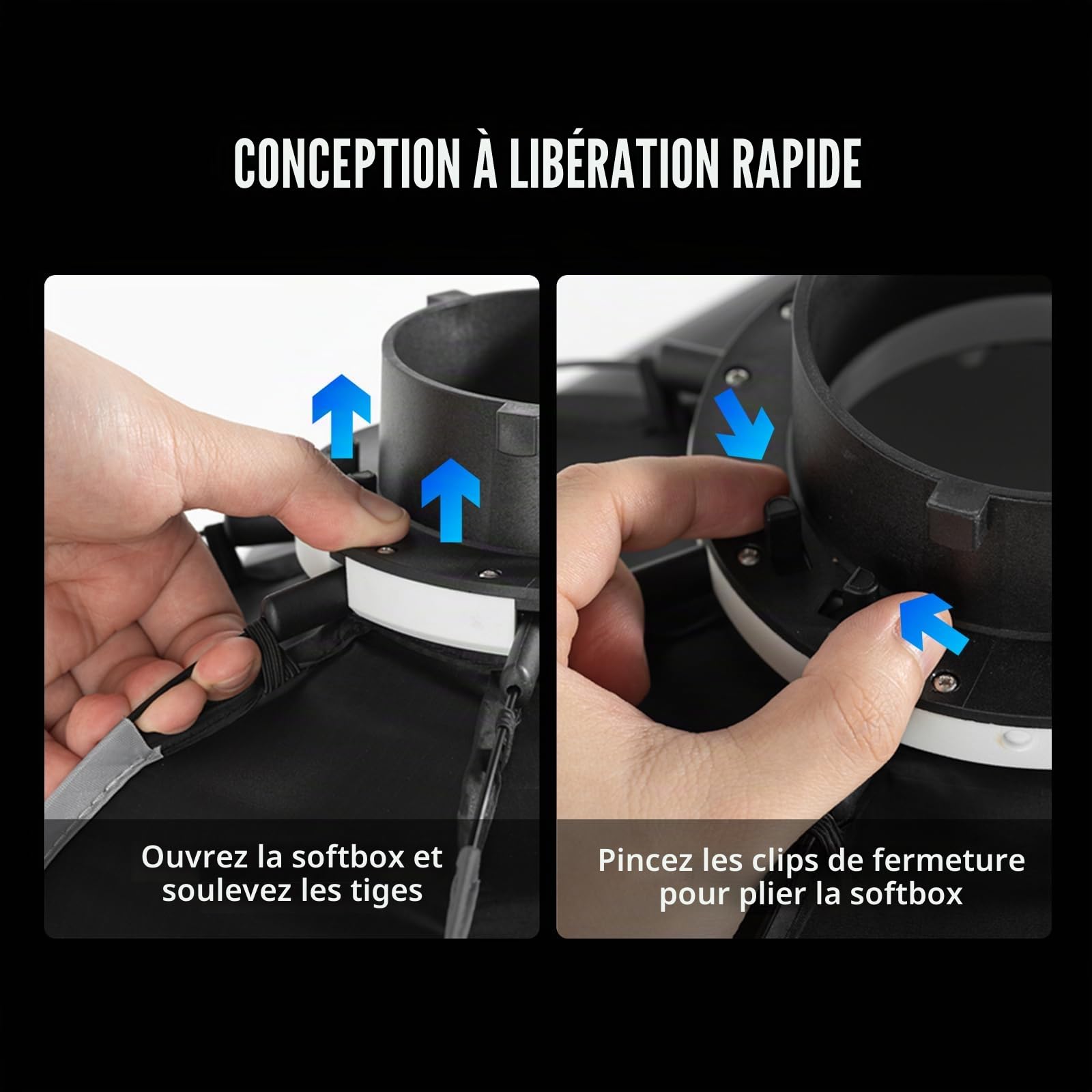 AMBITFUL Mini boîte à lumière à libération Rapide avec Support Bowens, Pliable, configurée avec diffuseurs, Grille nid d'abeille, Sac de Rangement
