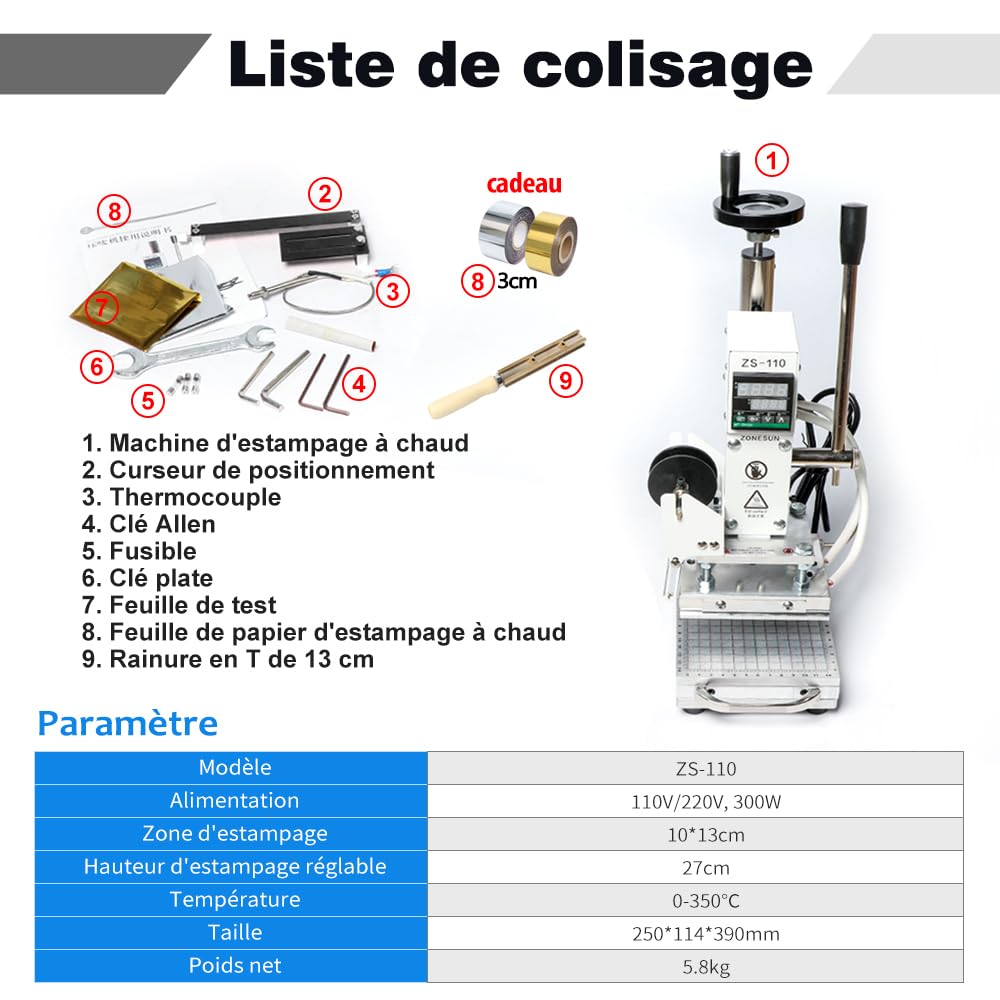 ZONESUN ZS110 Heißer Folie Stanzen Maschine drücken simulator Papier Holz PVC Karte Leder Drucker Präge Maschine für Leder