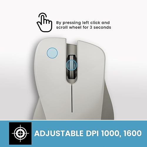 Miniatura 5 de Perixx PERIMICE-621M - Ratón inalámbrico - Clic silencioso con diseño Ergo - Compatible con PC de escritorio y portátil - Inalámbrico 2.4 GHz - Beige