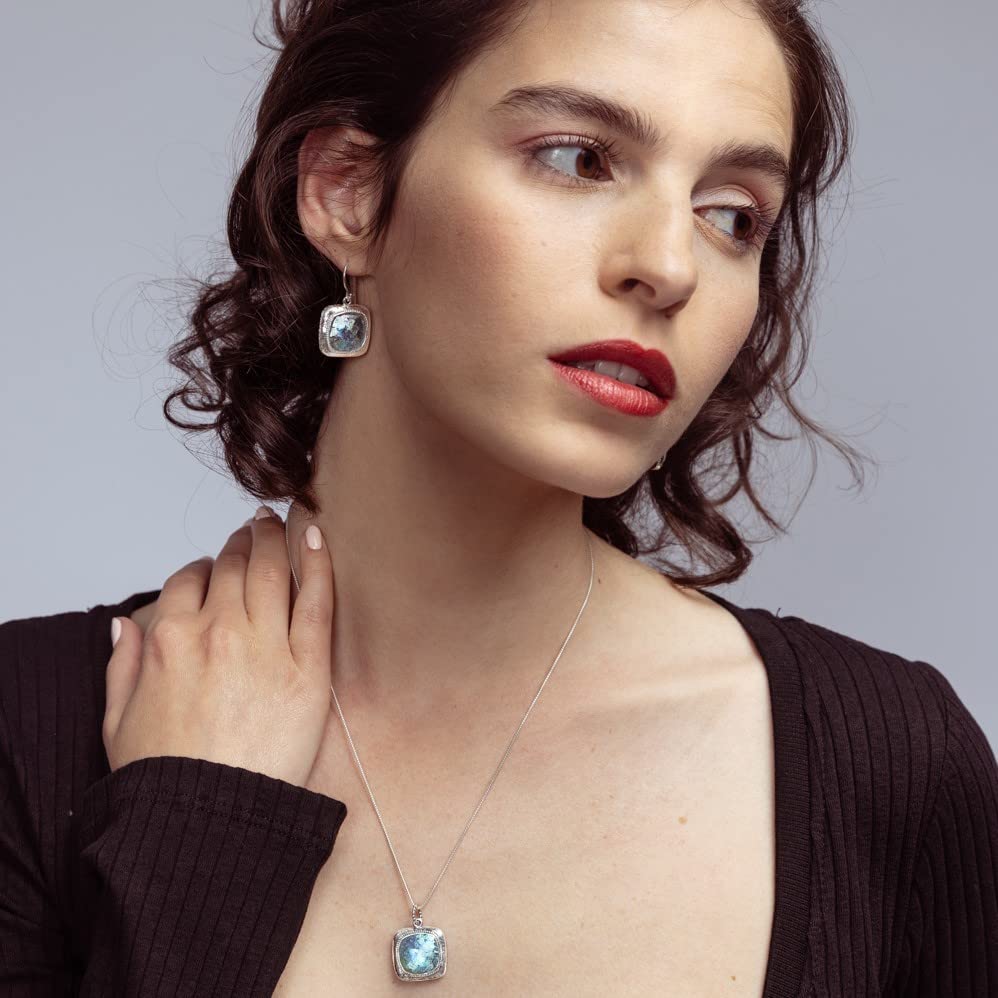 Miniatura 3 de Joolala Patina Roman Glass Pendant, Sterling Silver Womens Necklace, 925 Sterling Silver, Oxidized Finish, Elegant and Stylish, Ideal Gift for Her