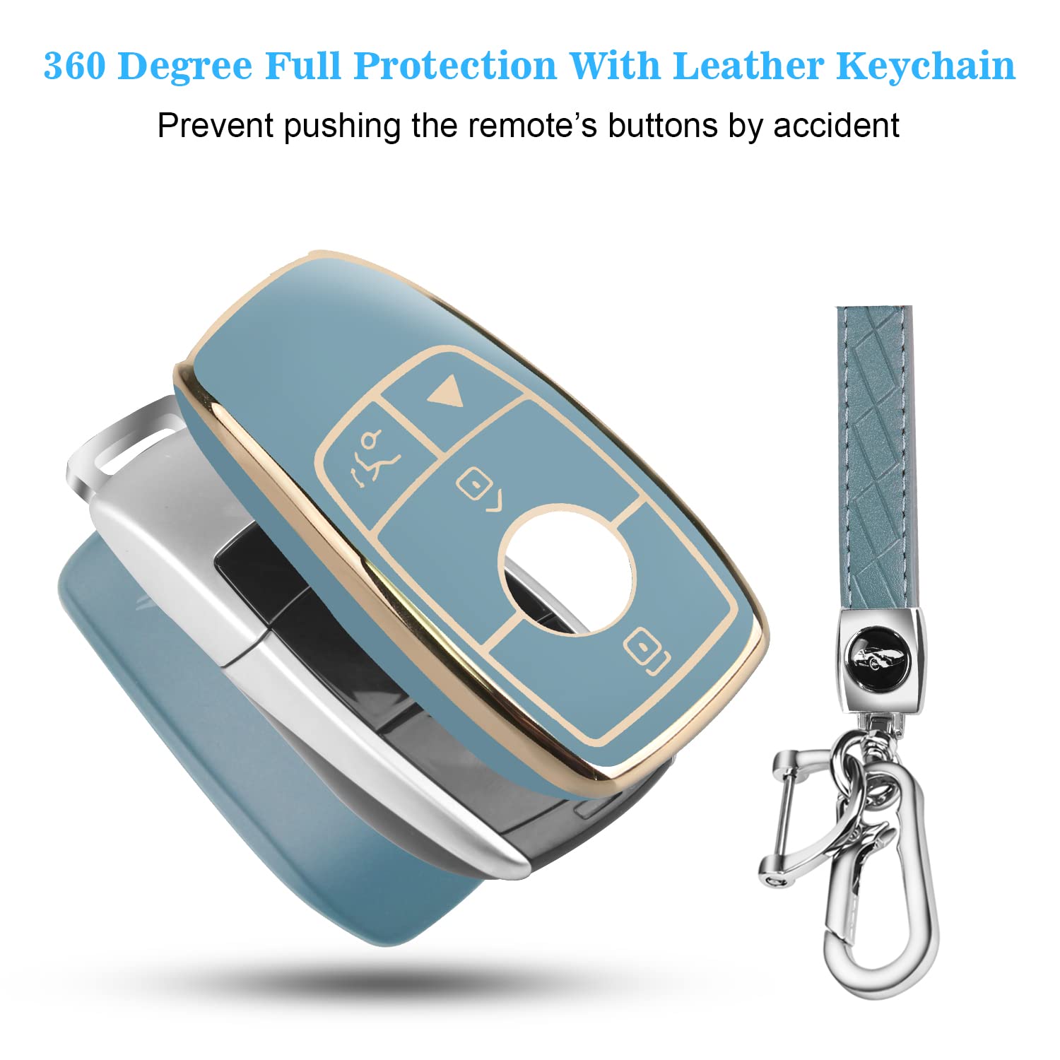 Mercedes Key Fob Cover - Aluminum Leather Case For A/C/E/G/S-Class Smart Keys (2017-2021)