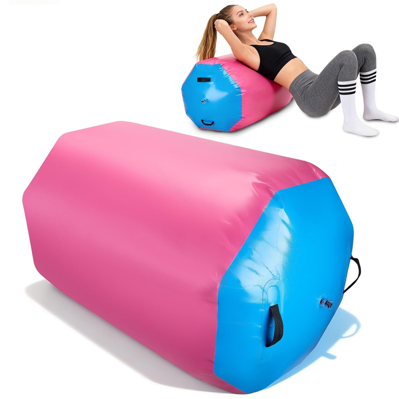 Air Roll, 90 * 70 cm Rullo ad Aria Gonfiabile Rotondo, Air Roll Gonfiabile con Pompa