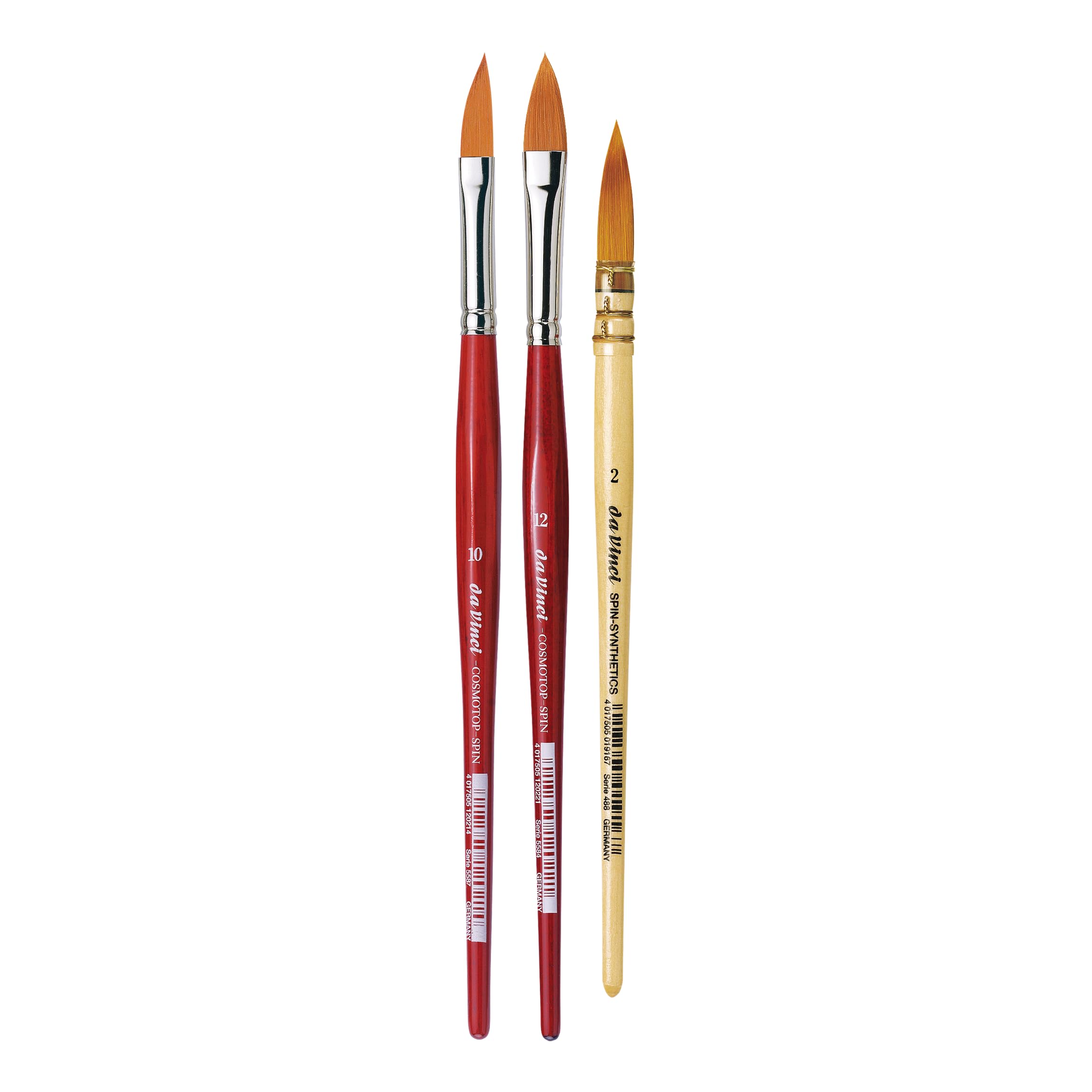 da Vinci Brushes Set di pennelli per acquerello, nero, misura 2, misura 10, ovale misura 12