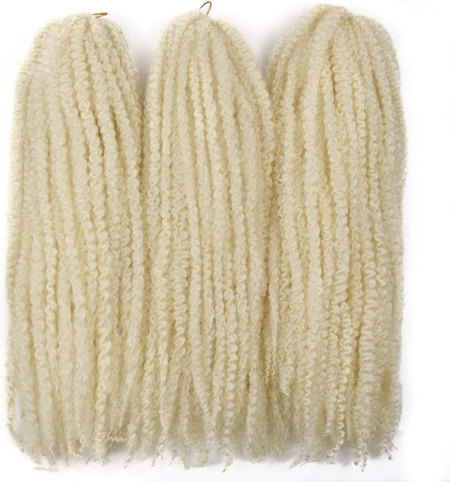 Afro Kinky Twist Crochet Hair Braids Marley Braid Hair 18inch Senegalese Curly Crochet Synthetic Braiding Hair (3Packs,#613)