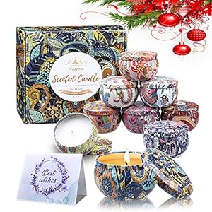 Duftkerzen Weihnachten Geschenkset, Duftkerzen Geschenke für Frauen 9 St Aromatherapie Kerzen Set Natürliches Sojawachs…