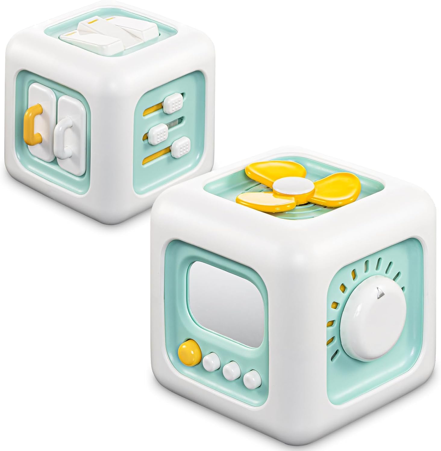 Montessori Baby Sensory Toy - 6-in-1 Activity Cube -12 Montessori Baby Sensory Toy - 6-in-1 Activity Cube -12