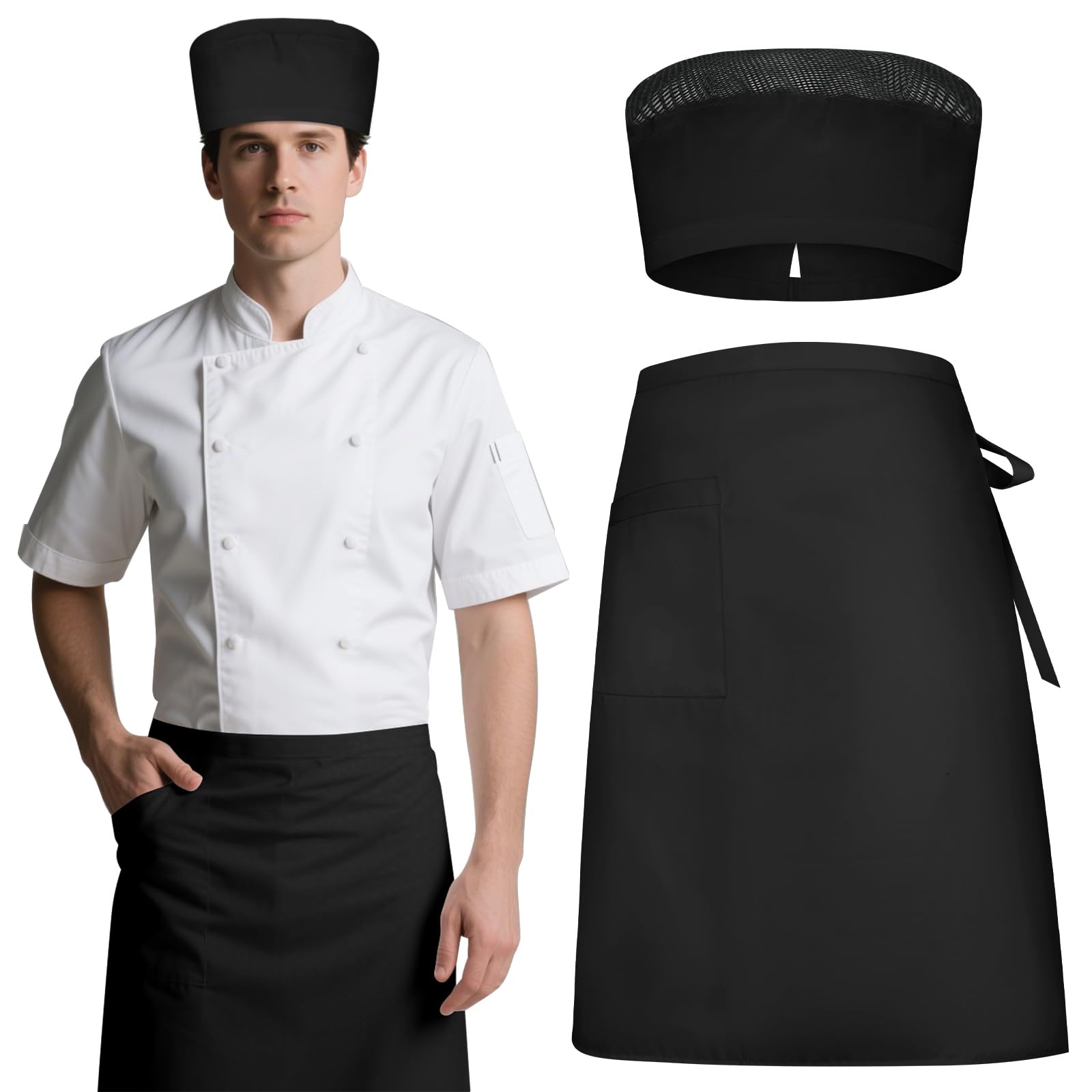 DiULi Chaquetilla Chef Hombre y Mujer, Chaqueta de Chef Manga Larga, Chaquetas Cocinero, Casaca Cocina Uniforme con Botónes, Abrigo de Trabajo Camarero Unisex para Hosteleria,Cocina,Restaurante — view 9