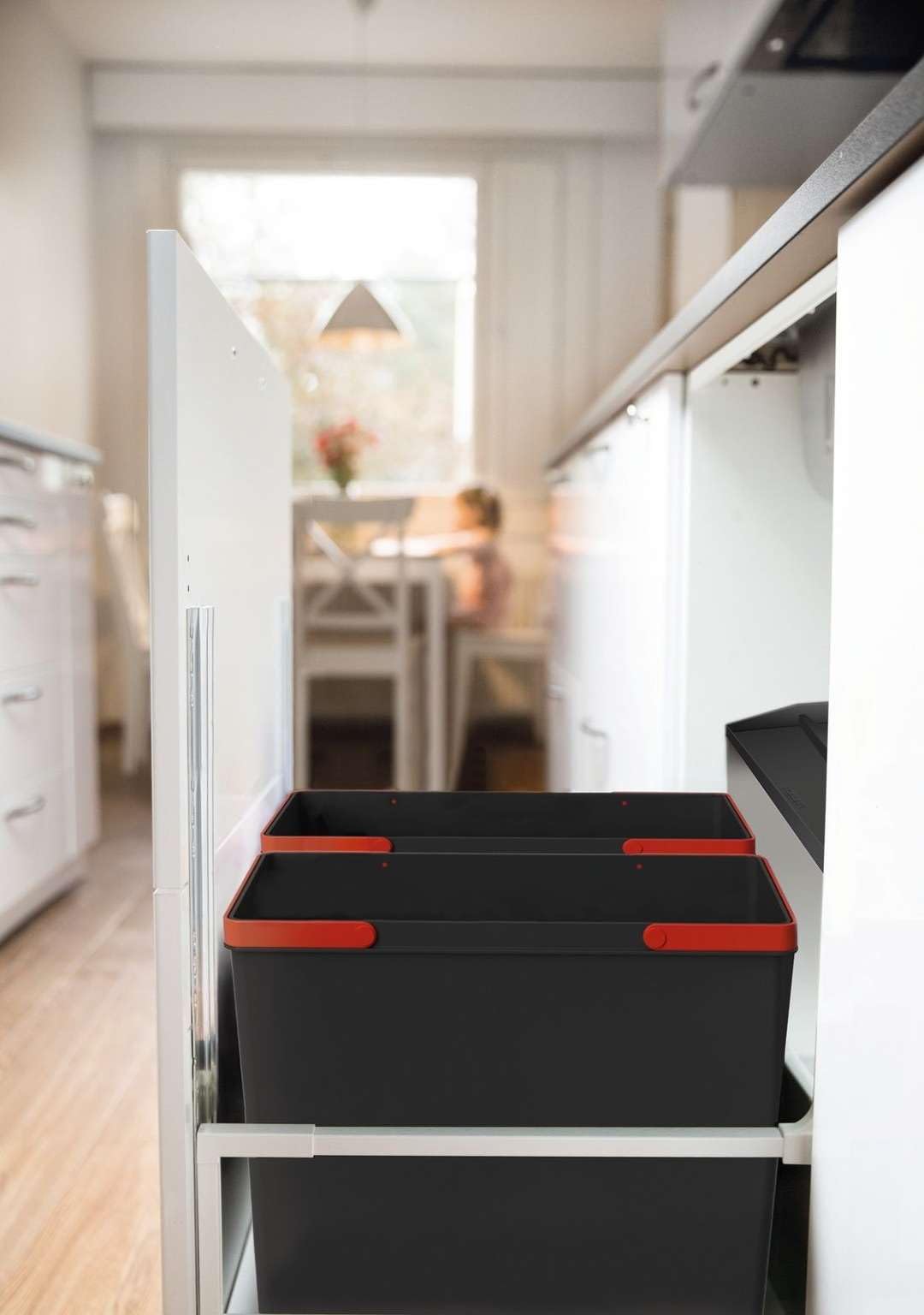 Franke Kitchen Systems Easysort 600-3-0 Abfallsorter Abfalleimer Mülleimer Abfallsammler, Plastik, schwarz, 37,8 x 56,4 x 34,3 cm