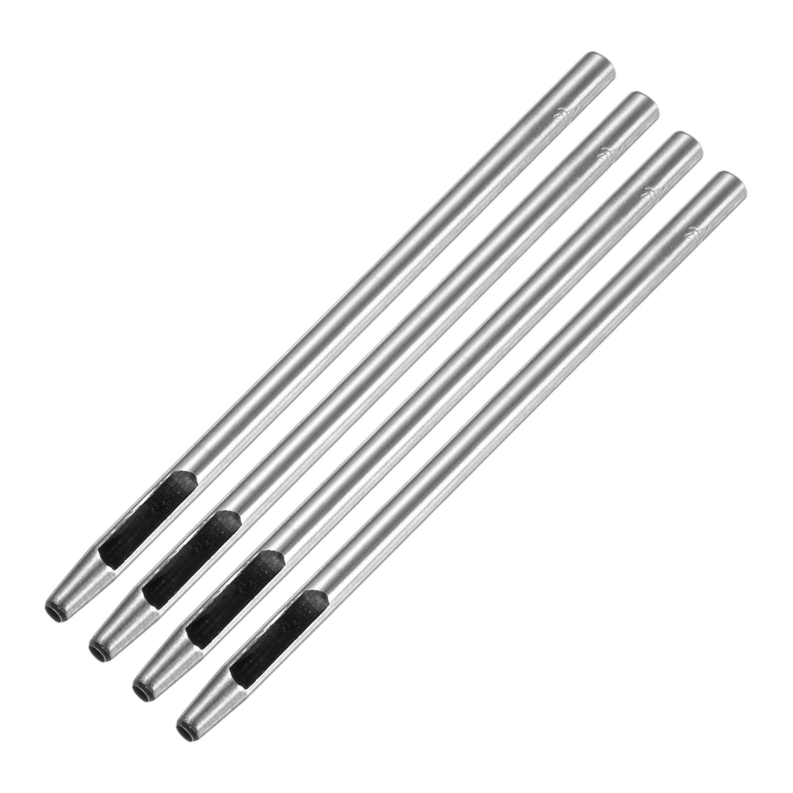 TIXIPEM 2.5MM Leather Hole Punch Tool [4PCS] - Metal Round Belt Hole Puncher Use for Leather Working & Belts & Watch Band & Paper & Plastic - [Silver Tone] Round Hollow Tools
