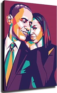 ZeeHxq Barack Obama and Michelle Poster Gift African American Picture Art Print Framed and Unramed Canvas Wall Art Home Room Decor (08x12inch Unframed)