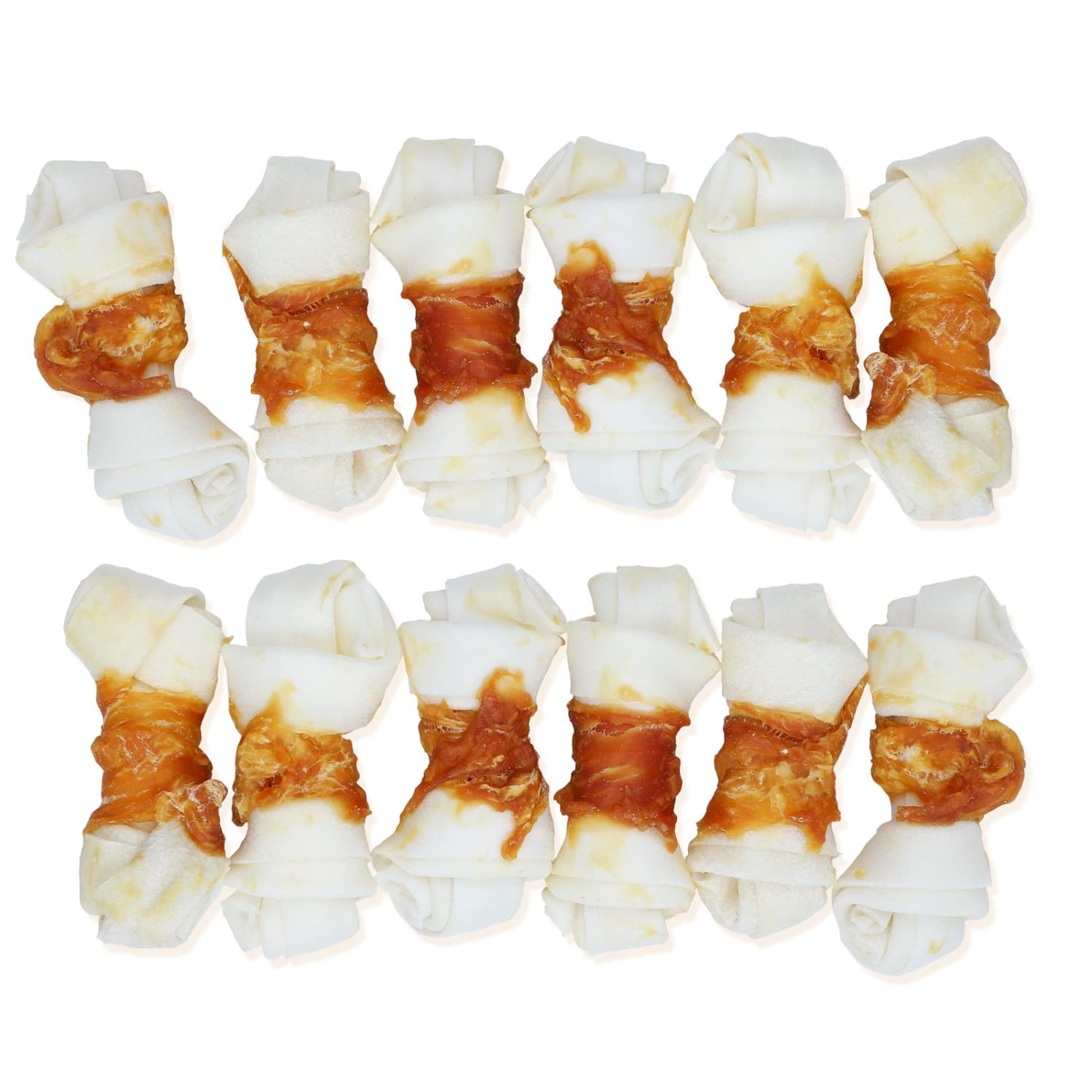 Nobleza- Hueso para Masticar con diseño de Pollo para Perros, Pollo Envuelto Rawhide Huesos con Nudos, Materias Primas Naturales Seleccionadas Golosinas para Perros Naturales - 6 PCS / 600g