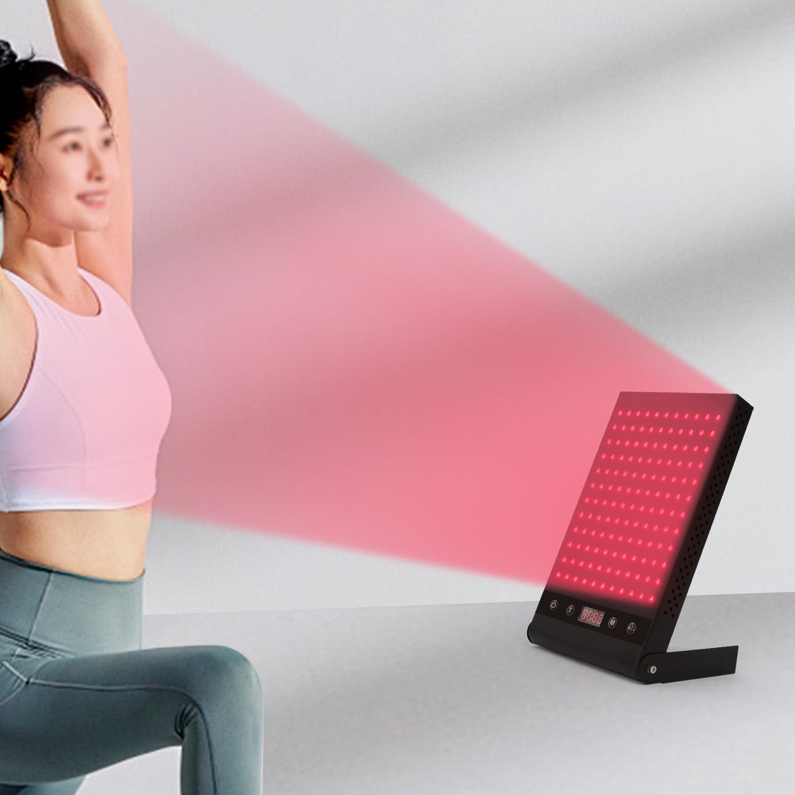 Lampada a infrarossi, 24 W, dispositivo per terapia a luce rossa, 660 nm /850 nm, luce rossa a LED, pannello regolabile, timer 5-20 minuti per adolescenti, adulti, anziani, pazienti con dolore
