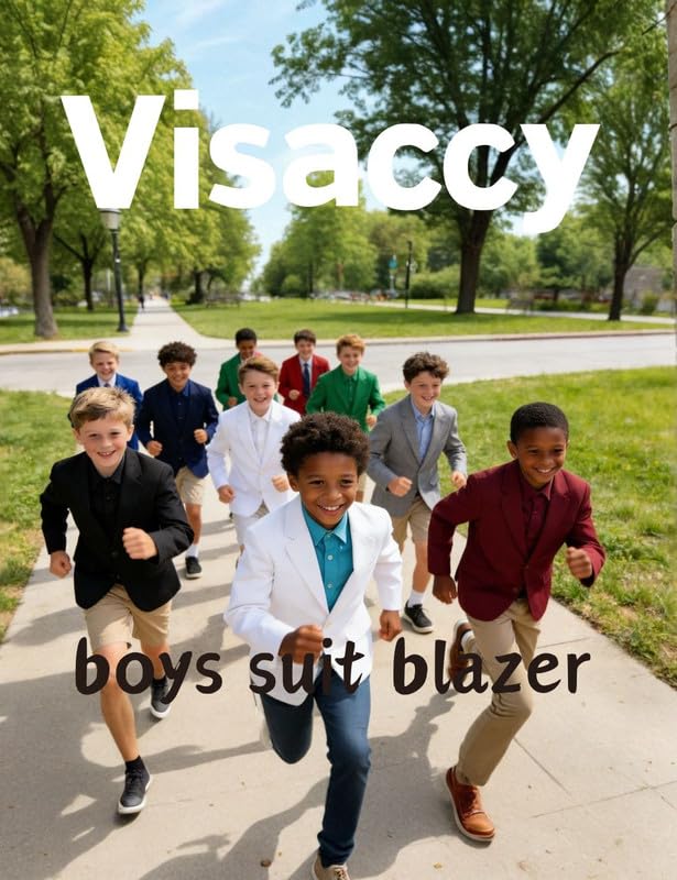 Image of Visaccy Boys Suit Jacket Toddler Formal Blazer Slim Fit Sport Coat for Kids