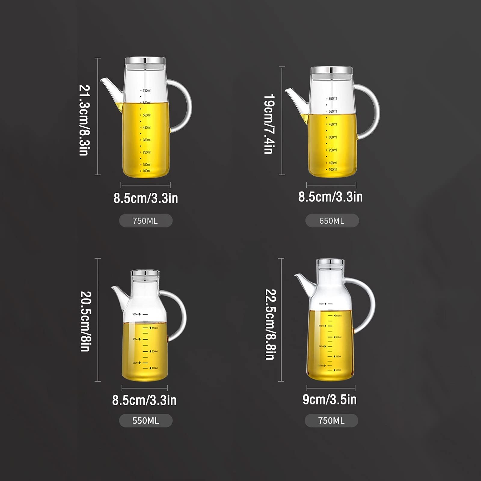 Dispensador de Botellas de Aceite y Vinagre Aceite y vinagre Botella Cocina Aceite Aceite Dispensador de botellas 750 ml Decantador de botella de vidrio Botella de dispensación de aceite de oliva. Dec