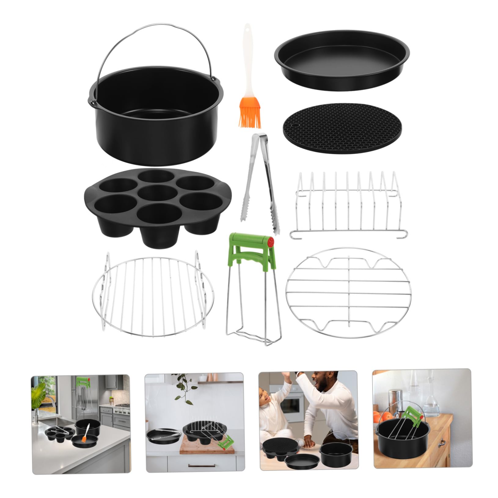 Garneck 9 Pezzi8 accessori per friggitrice ad aria mini tortiere per la cottura padella pentola per frittata padelle per frittata tortiera per pizza fornello per friggere ad aria