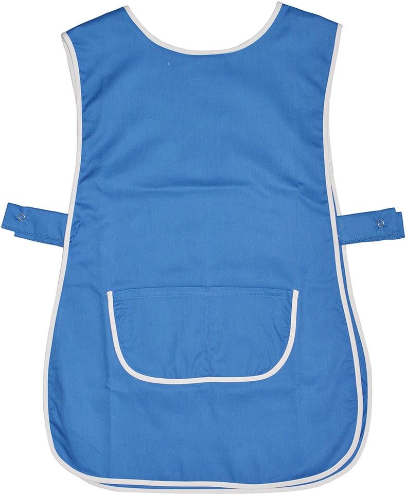 uniform solutionsTabard Apron with Pockets Work Wear Overall Catering Cleaning Side Button Fastening L XL H Blue