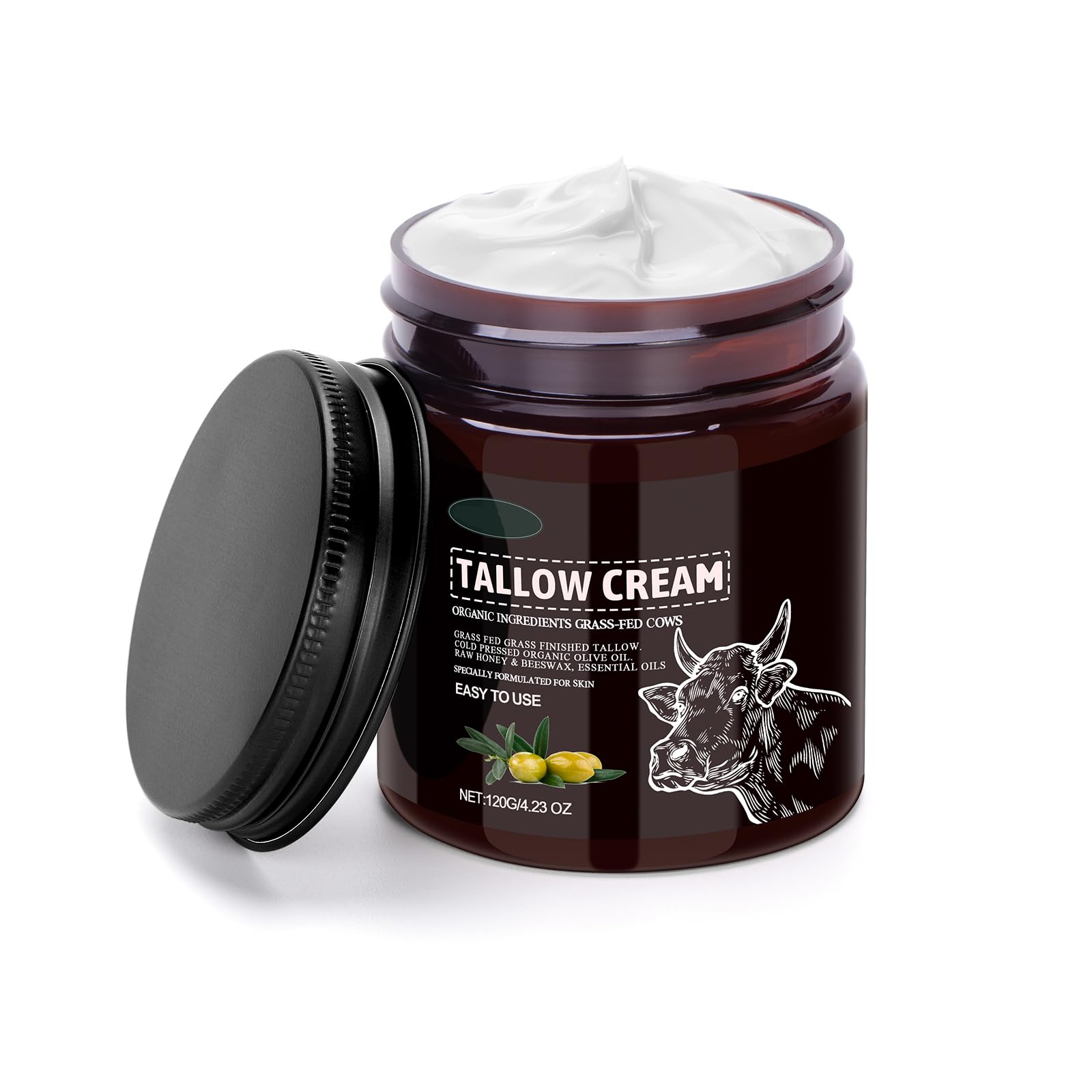 – Beef Tallow,Beef Tallow for Skin,Face Moisturiser, Grass Fed Beef Tallow Cream, Moisturizer and Nourishes for Face & Body 1Pc