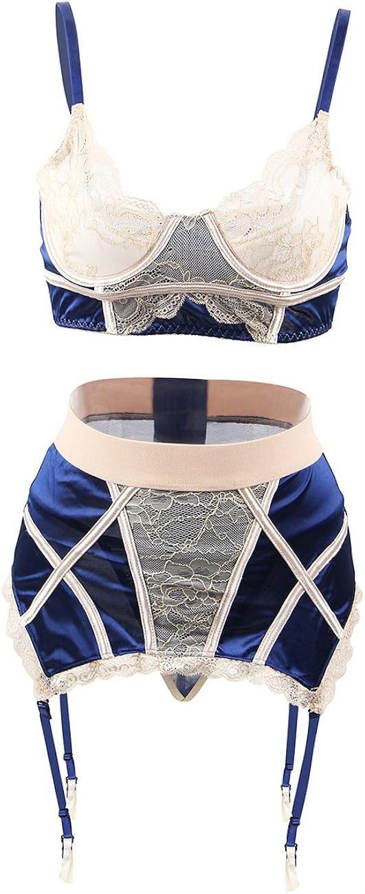 Buy Lace Bra and Garter Set High Waist Garter Belt Plus Size Vintage