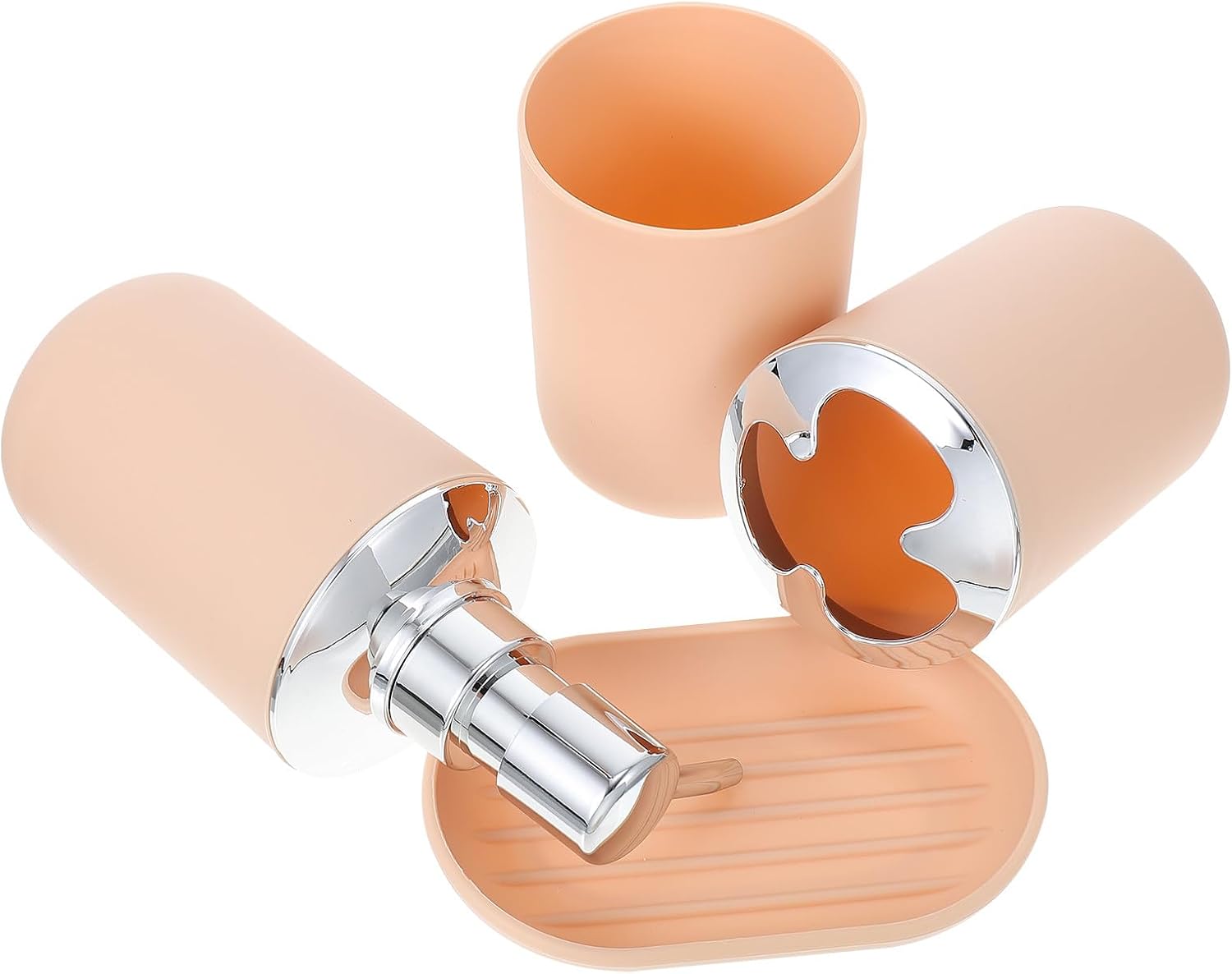 Bathroom Supply Set Plastic Electroplating Beige Portable