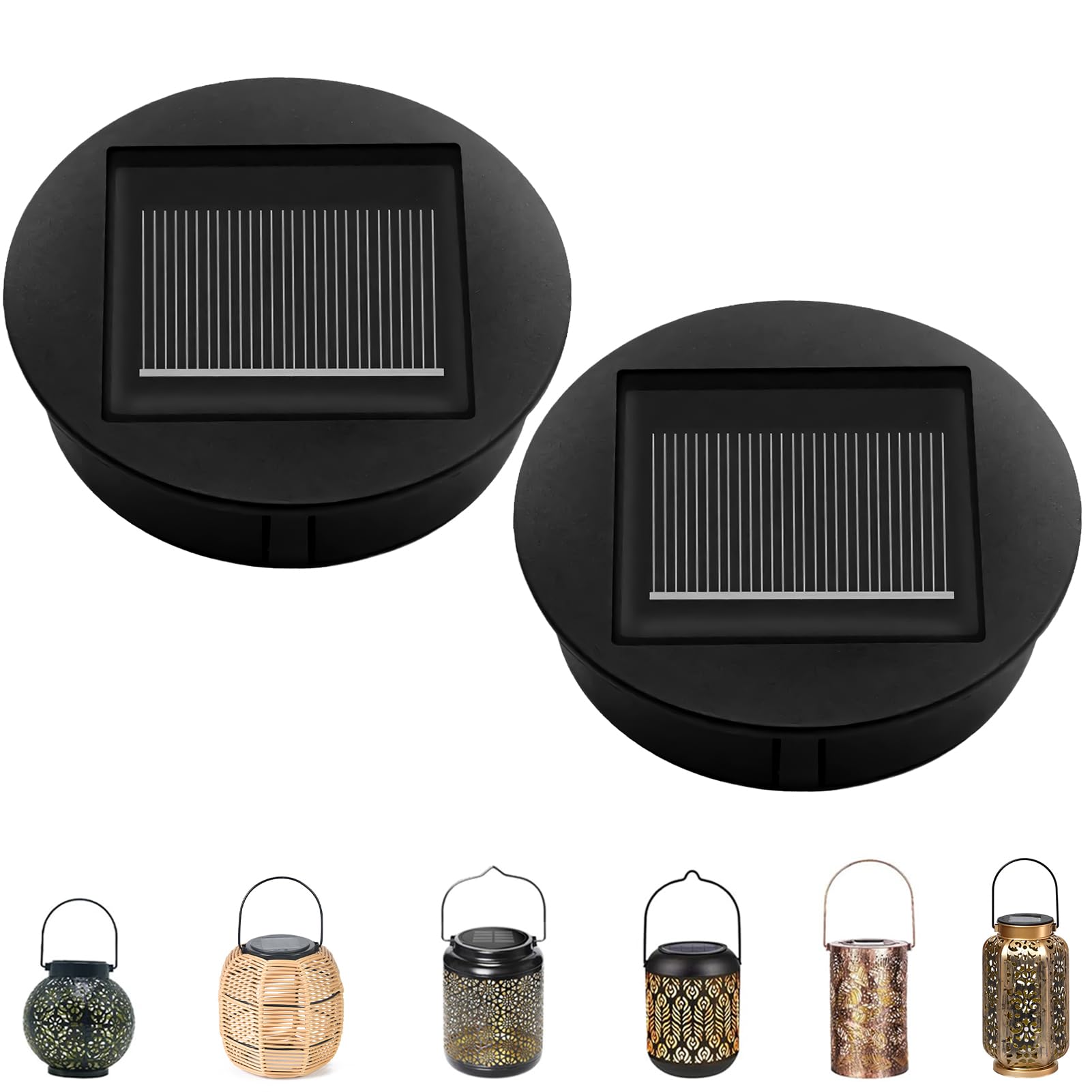 Solar Glühbirnen Für Draußen, 2 Stück Solarleuchten Ersatzteile, 8 Cm Ersatz Solarmodul Für Gartenleuchten, Solarleuchte Ersatz Top Mit Heller LED Glühbirne, Solar Hängelampe Outdoor(8cm-B,2STK)