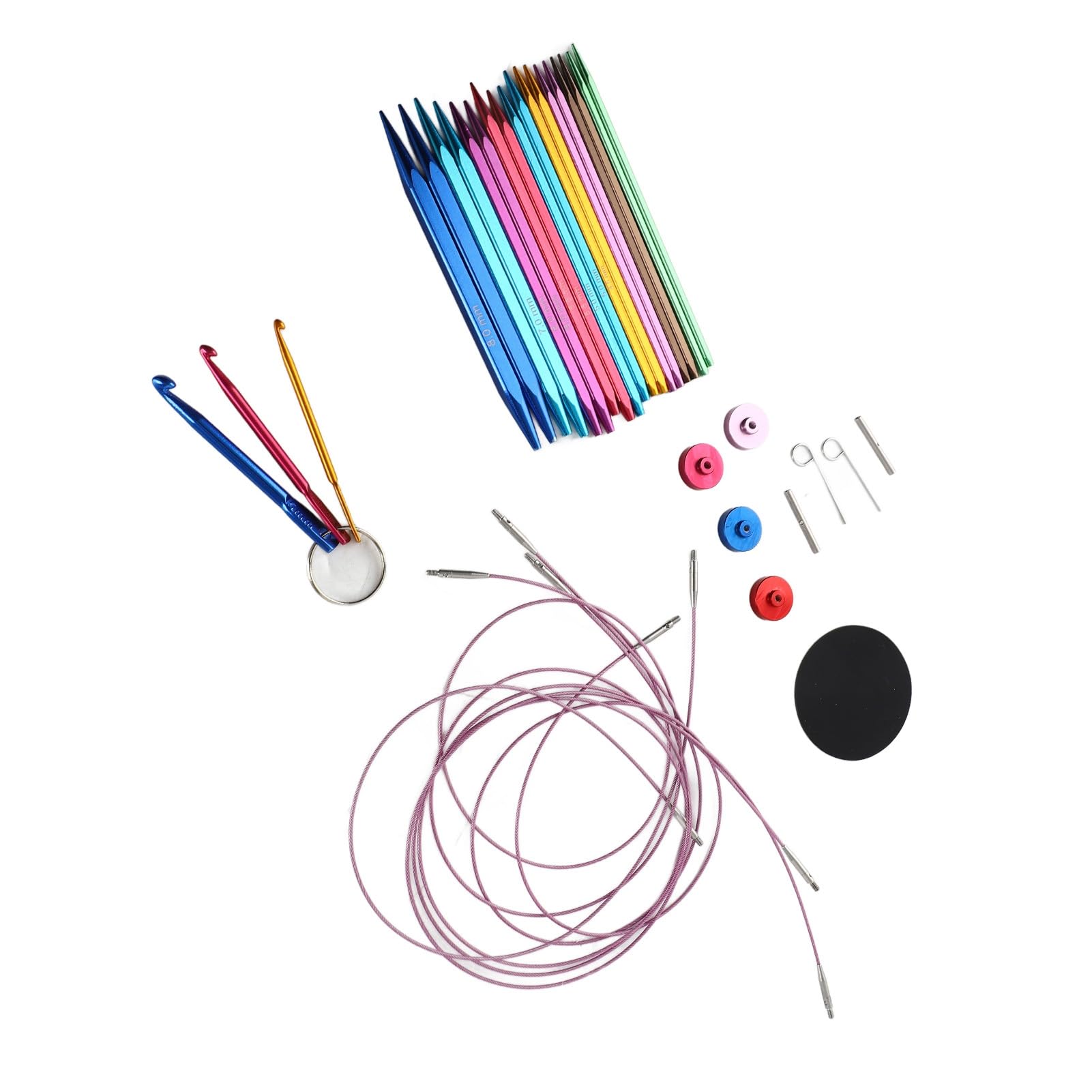 Juego de agujas de tejer circulares de aluminio, cuadradas y coloridas, para una experiencia de tejido versátil
