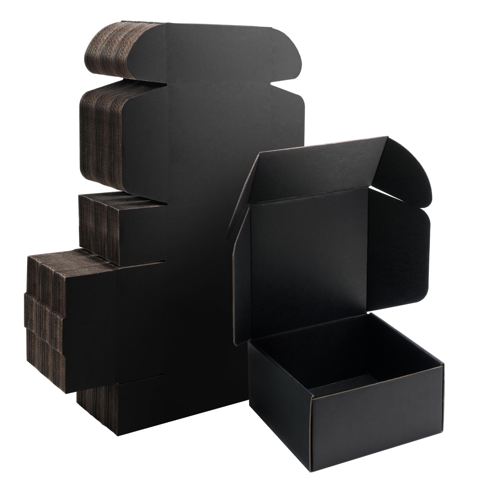 Yidomto 8x8x4 Black Shipping Boxes Small - 25 Pack Corrugated Cardboard Mailer Boxes for Packaging, Mailing, Gift Giving | Sturdy, Recyclable, Perfect