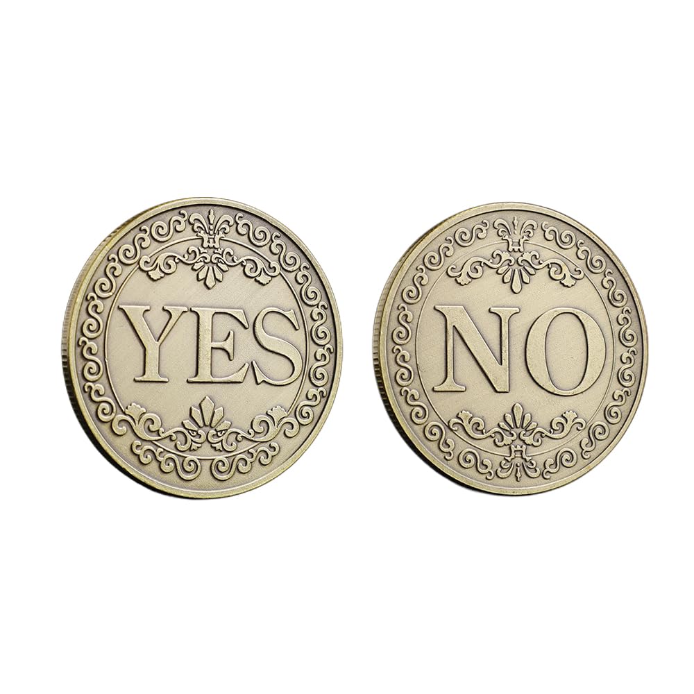 Yes No Challenge Coin Decision Maker Coin,Flipping Coin for Party/Game,Gold Coin