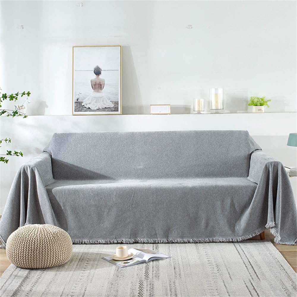 FANSU Telo Copridivano 1 2 3 4 Posti, Copriletto Matrimoniale Multiuso Copritutto, Coperta Copridivano Tinta Unita, Lavabile Coperta Decorativa per Divano (Grigio Chiaro,180x300cm)