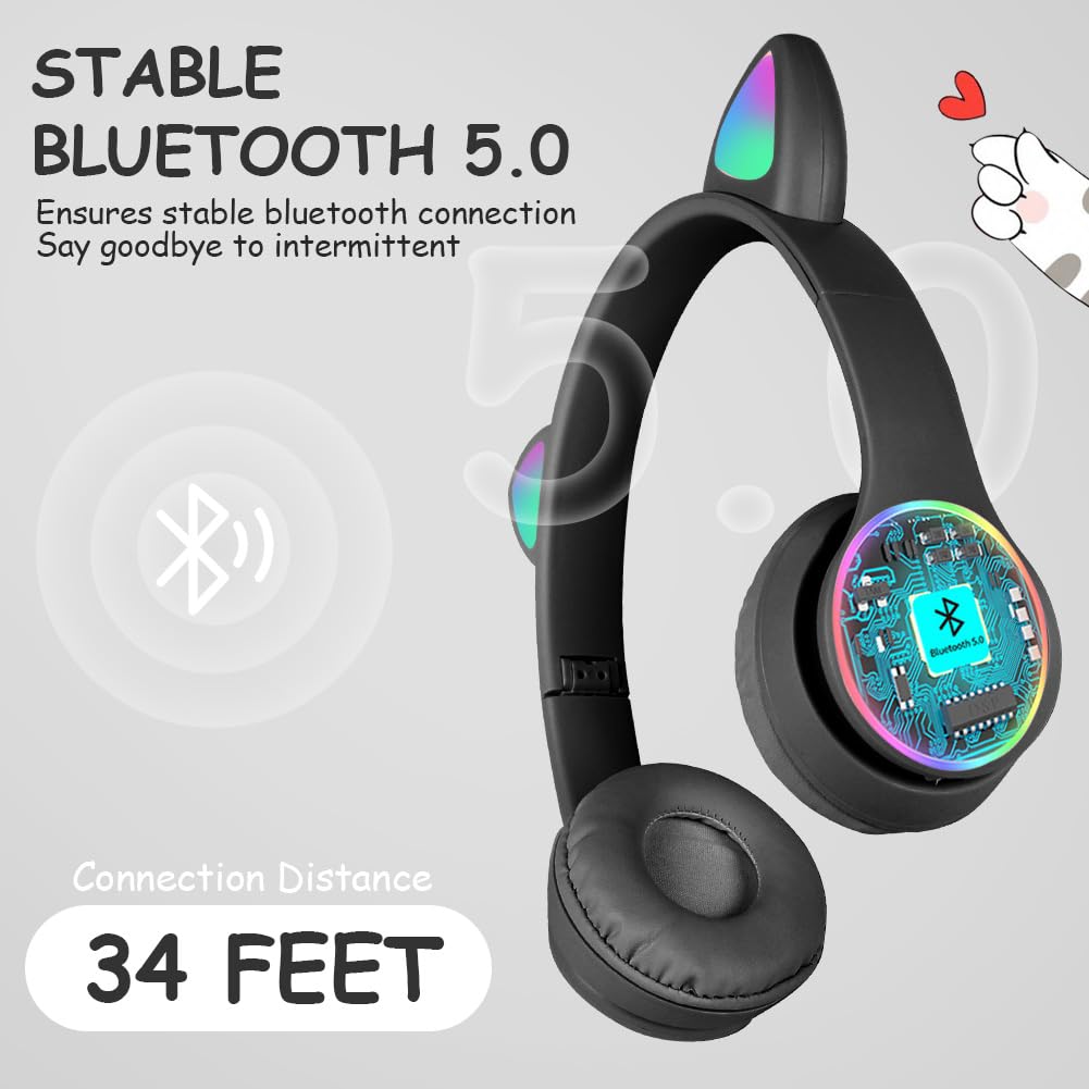 AXFEE Kabellose Kopfhörer Für Kinder – Mit Einhorn-Design, Bluetooth 5.3, Verstellbar, Inkl. Tragetasche (Blau)