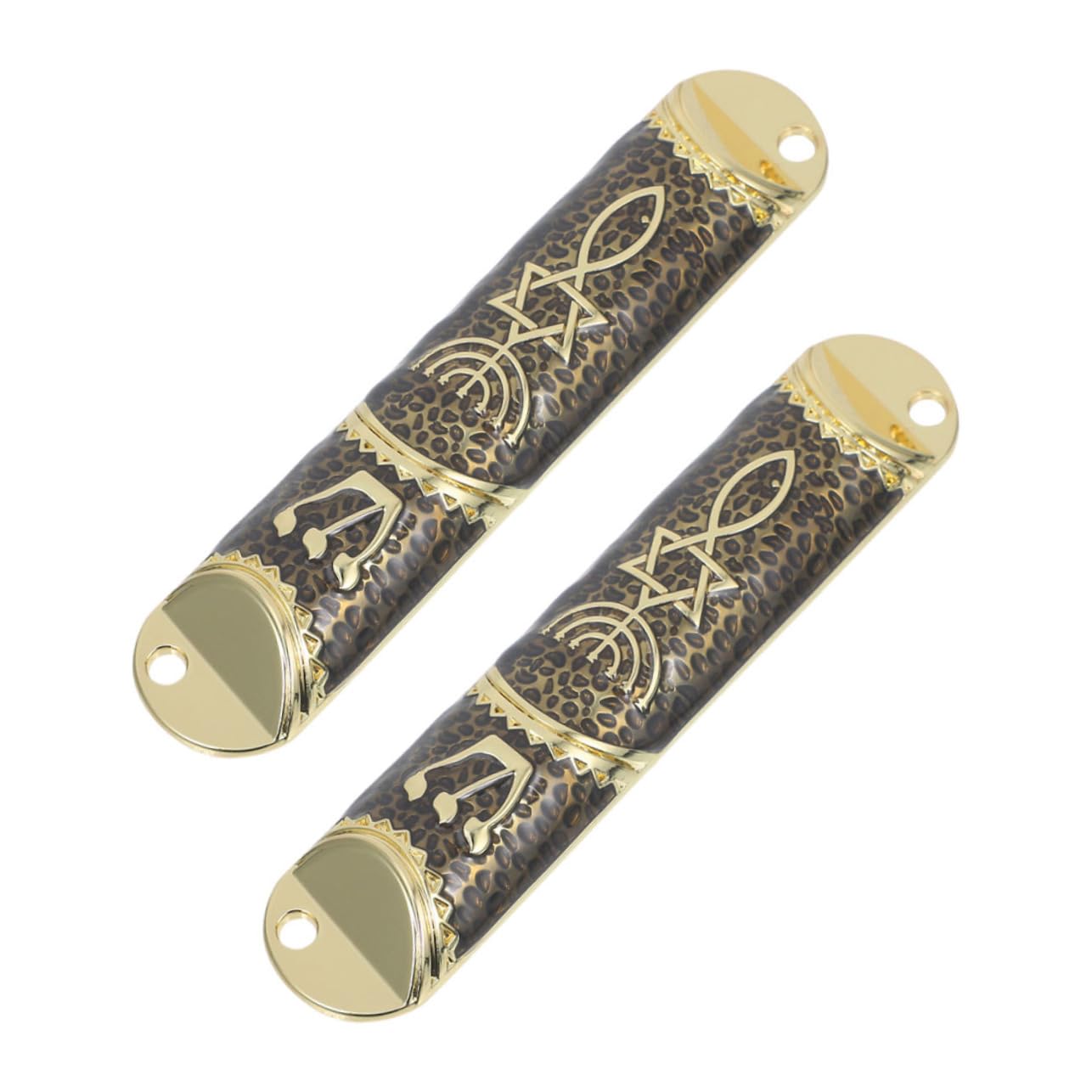 MUCKLILY 2Set Vintage Metal Mezuzah Holder Antique Jewish Doorpost Ornament for Home Blessing Star of Housewarming Religious Decor