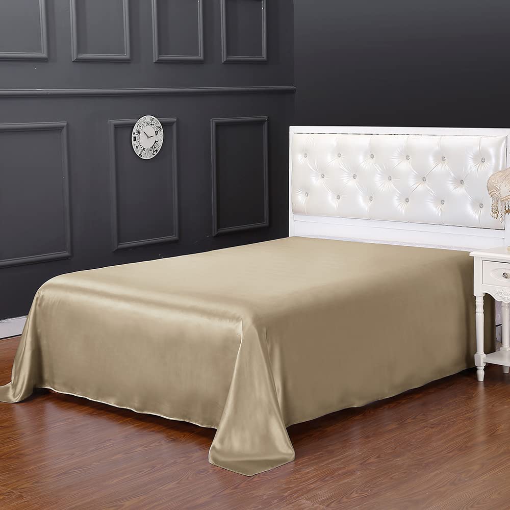 Lilysilk Men's Taupe 100% Pure Silk Flat Sheet For Bed Charmeuse 19 Momme Mulberry Silk Double 230X275cm
