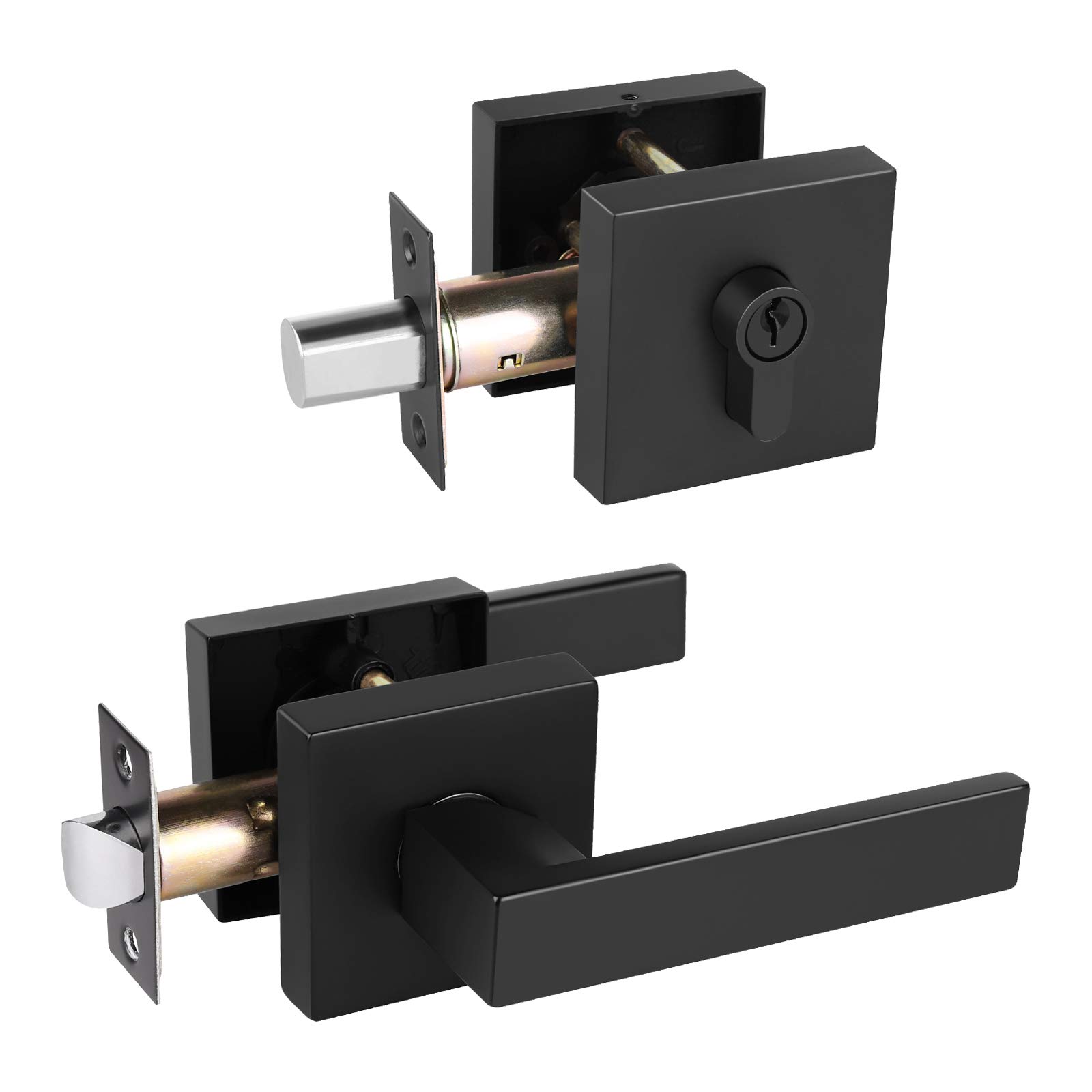 Buy KNOBWELL 3 Pack Square Heavy Duty Entry Door Handle Set with Single