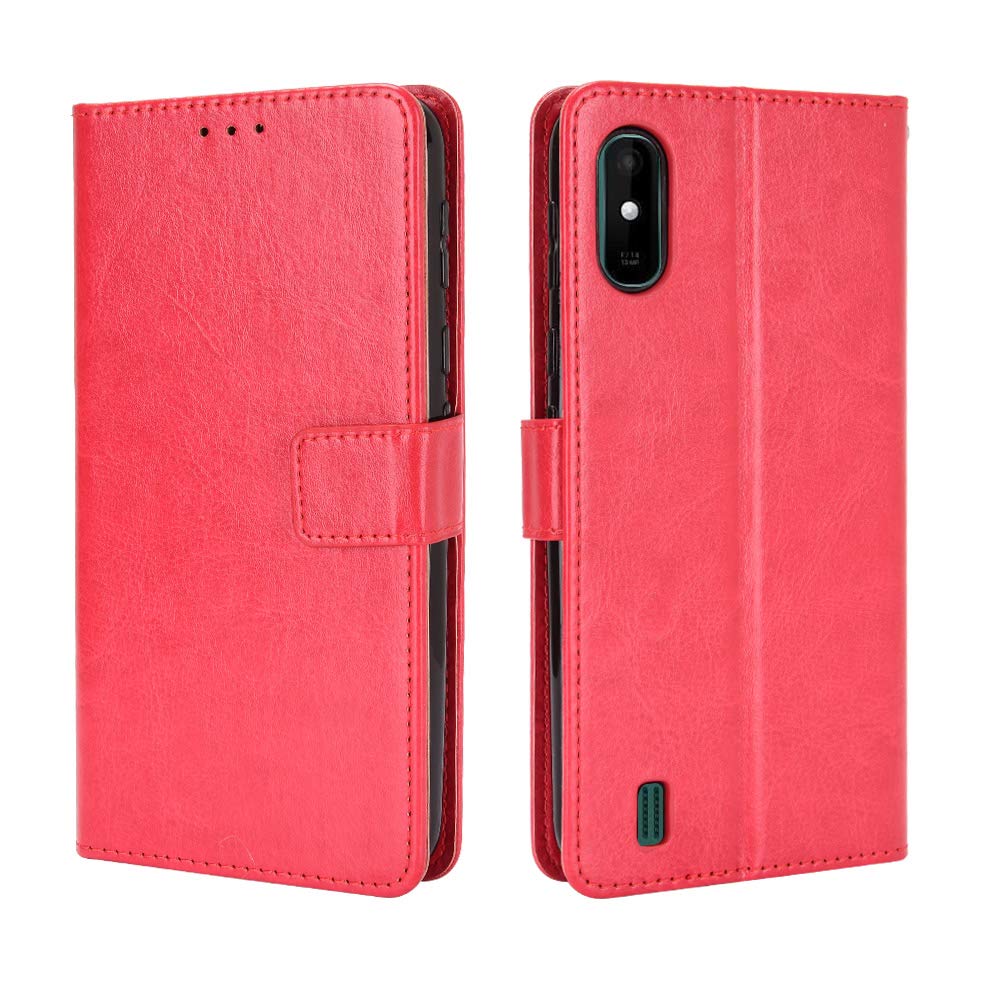BellaCase Custodia a Portafoglio in Pelle Premium Wiko Y81 [Slot per schede] [Cavalletto] [Fibbia Magnetica] Cover Wiko Y81 Smartphone (Rosso