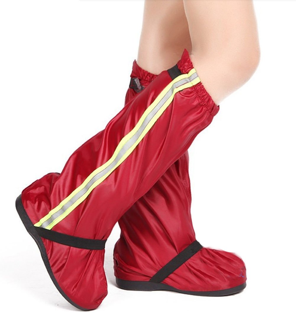 Unisex Rain Proof Shoes Cover Motorcycle Riding Rian Shoes Rain Boots Red (XL)