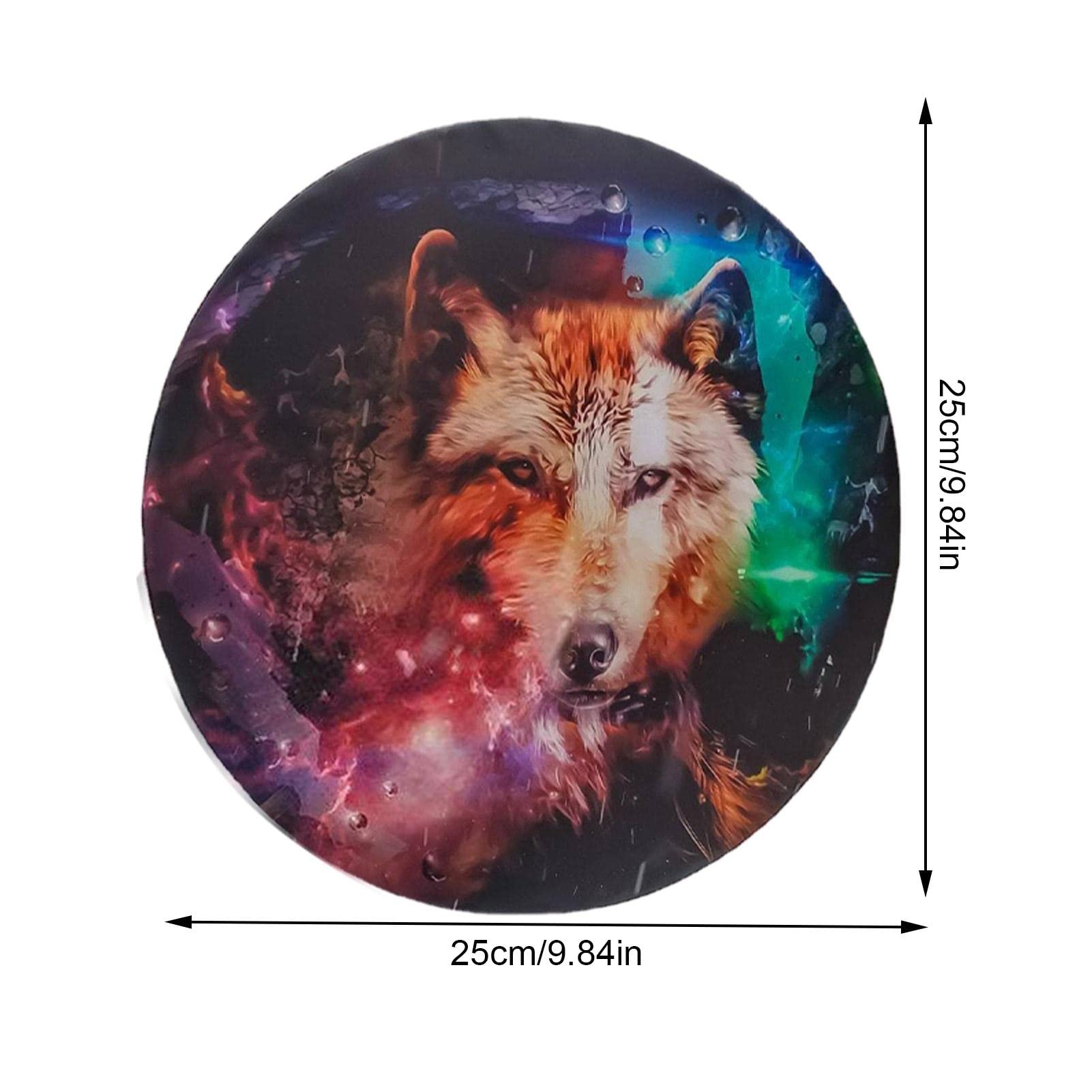 Schamanische Wolf-Totemtrommel, Handgefertigte Trommel mit Trommelstöcken, Sibirische & Keltische Schamanentrommel, + Leder, Brown