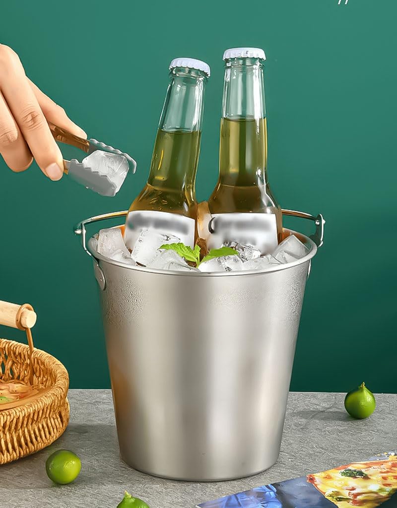 Cubo de Hielo, Cubo de Hielo for Bebidas, pequeño con Asas fáciles de Transportar, Cubo de Hielo de Metal for Fiestas, Vino, hogar, Bar, Boda, Paquete de 2(Gold,1.7L)