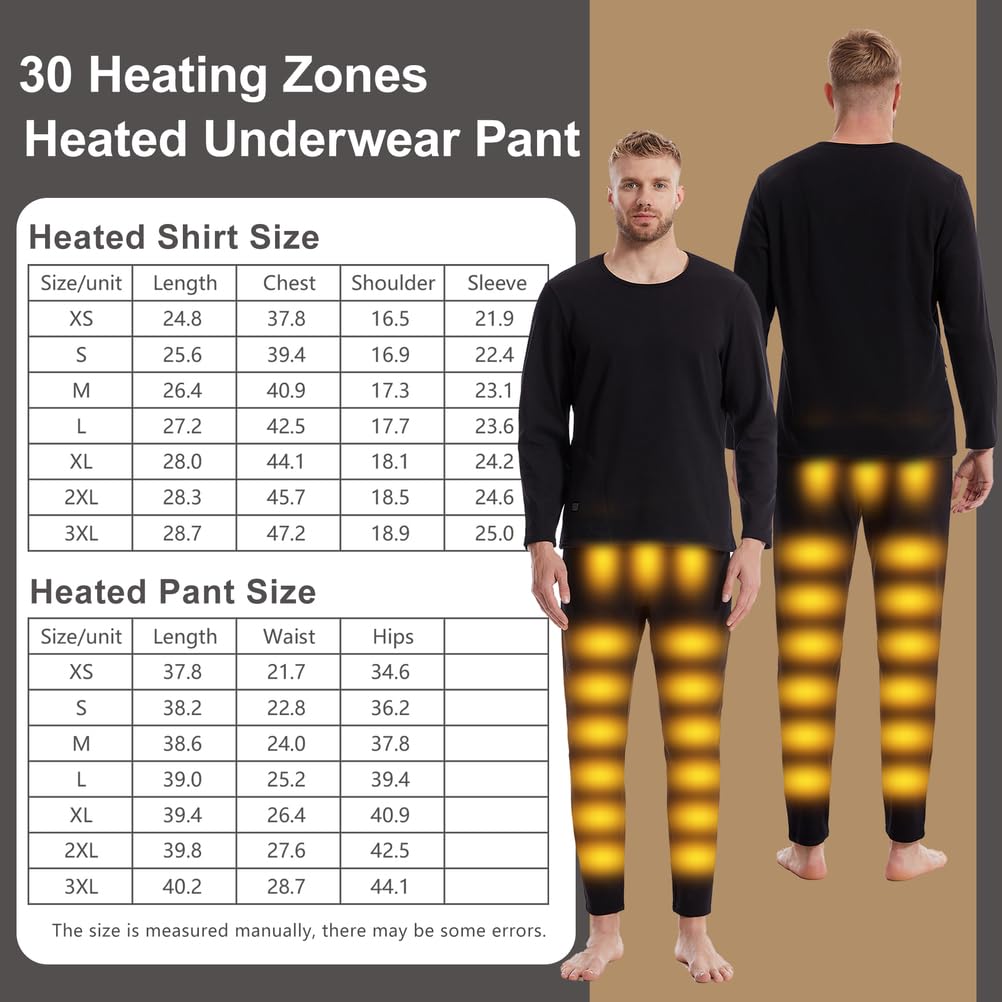 Pantalon Chauffant pour Homme, sous-Vêtement Thermique Électrique À 30 Zones avec 3 Niveaux De Chauffage pour La Chasse, Le Ski, La Moto