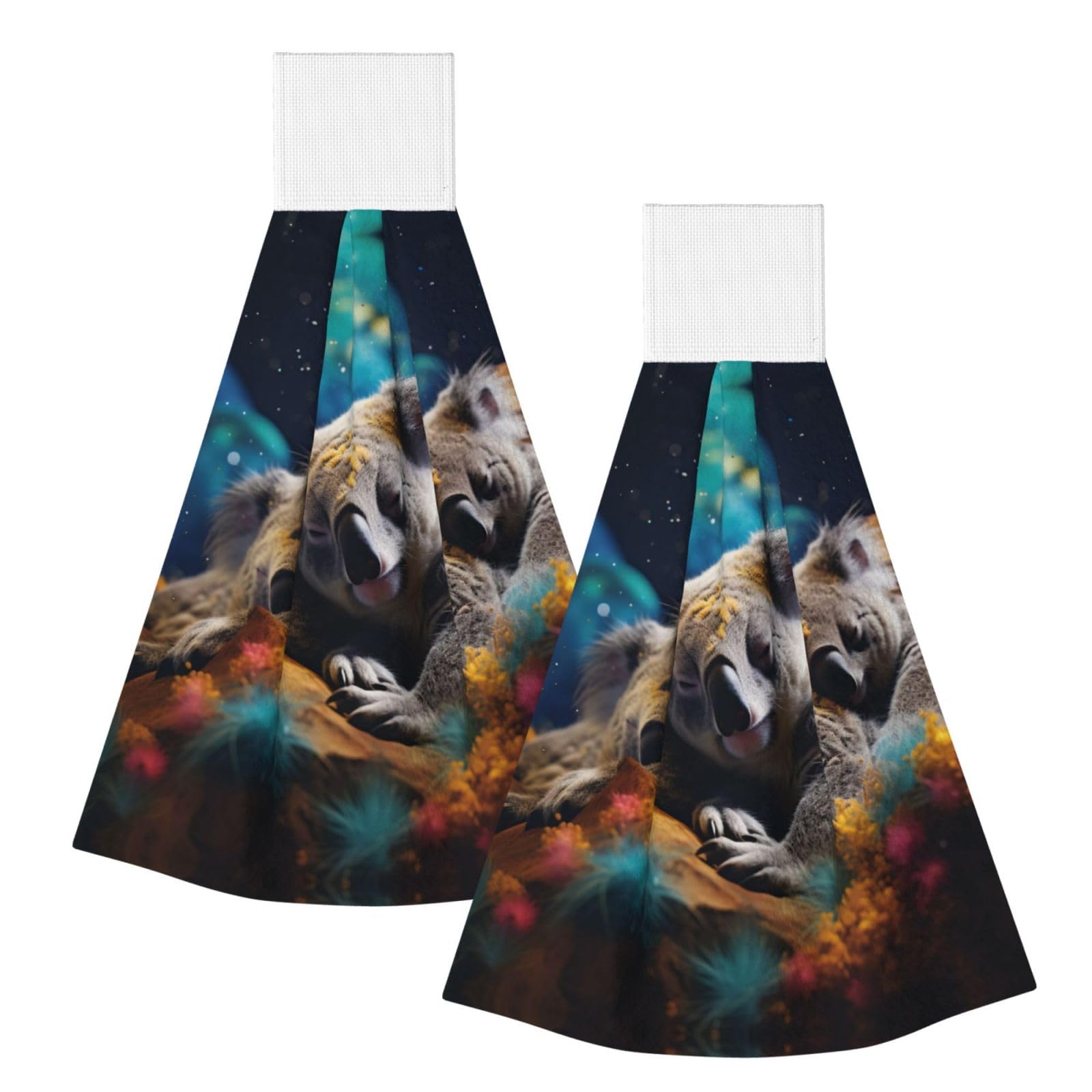 ZQYTGFDC Sleeping koala mother and child Highly Absorbent Dish Towels Soft Coral Fleece Wipe