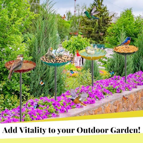 MeyRolizn Metal Flower Bird Bath for Outside, Small Hummingbird Bath Bowl Detachable Birdfeeder Bowl Garden Decor for Outdoor Yard Lawn (4PCS-Flowers) by MeyRolizn - Used condition - Image 4